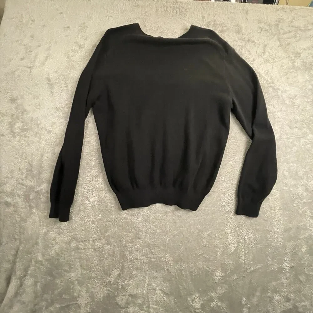 Polo Ralph‎ Lauren Men's Medium Jumper Navy Black Pima Cotton V Neck Pullover